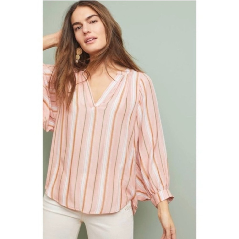 MAEVE Brenda Striped Peasant Top